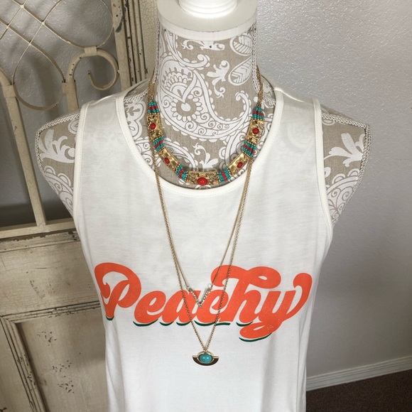 Last One Peachy” Bright White Message Graphic Tank - Picture 4 of 7